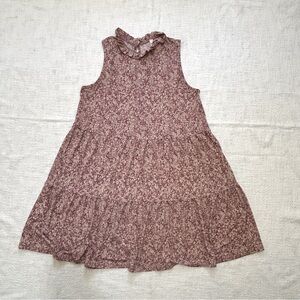 PinkBlush Mauve Floral Ruffle Mock Neck Tiered Maternity Dress Women's M NWT